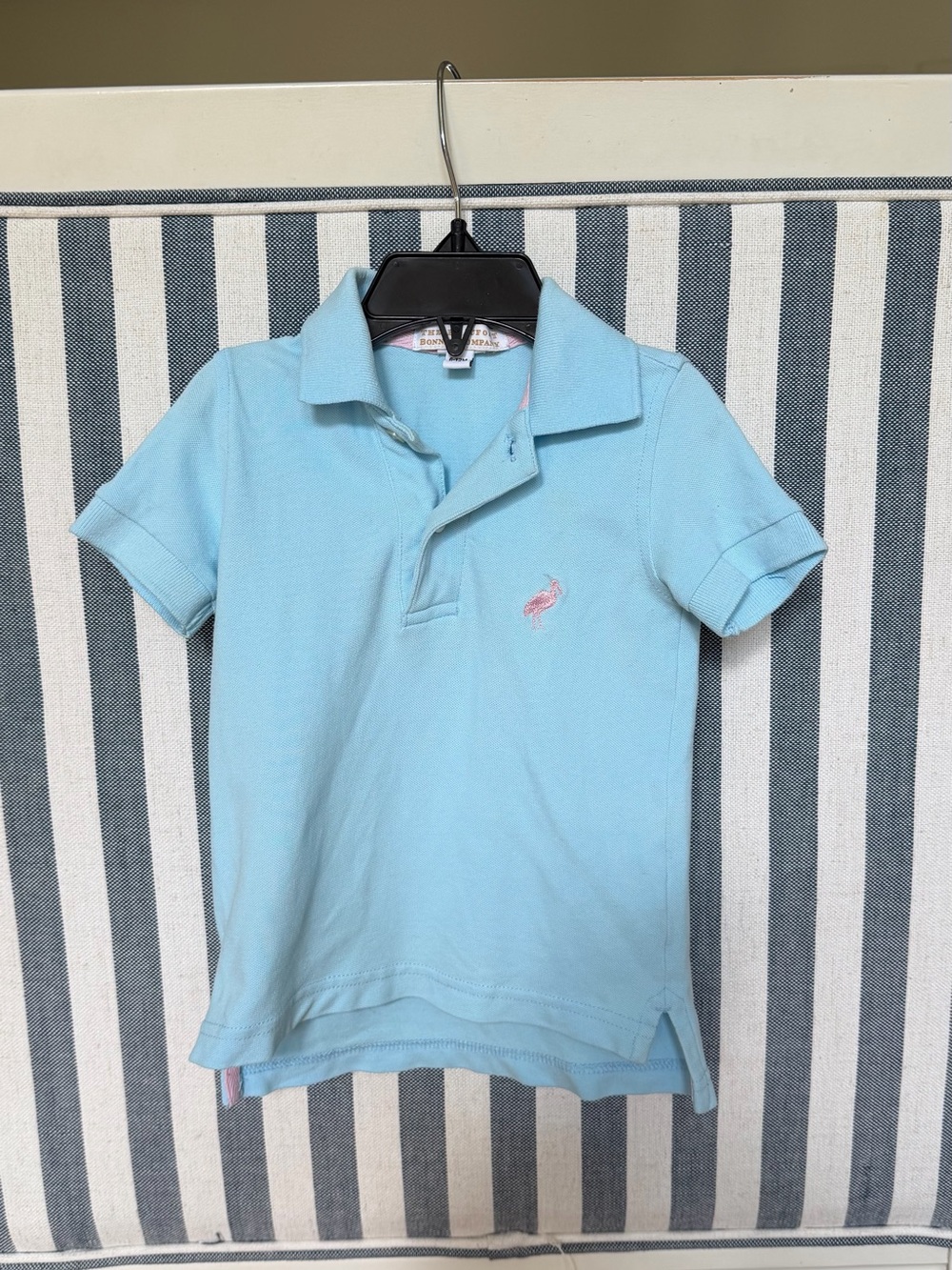 The Beaufort Bonnet Company Light Blue Polo with Pink Logo